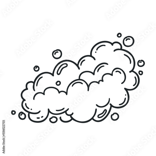 Cartoon style foam with bubbles on white background. Hand draw vector illustration