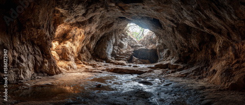 Majestic Rock Formations Inside Natural Cave