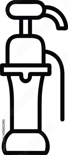 Syrup dispenser outline illustration, kitchenware line art icon for condiments and flavoring needs