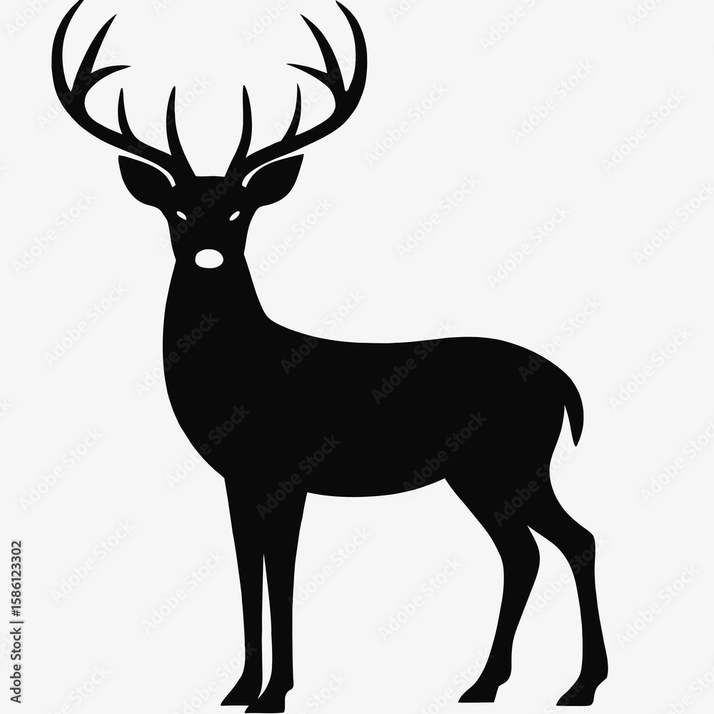 Fototapeta premium Majestic stag silhouette standing tall deer black
