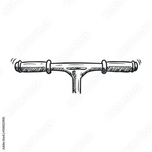 Hand-drawn scooter handlebars in black and white sketch style. Hand drawn vector illustration