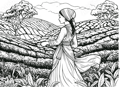 Asian Tea Garden: Tranquil Cultivation Scene