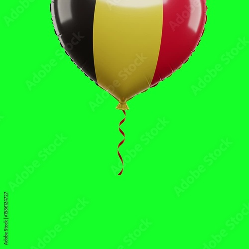 Belgium Flag Heart Balloon 4K Animation Green Screen
