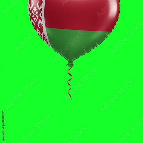 Belarus Flag Heart Balloon 4K Animation Green Screen
