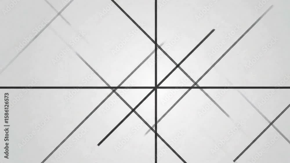Abstract Video of Black Lines Intersecting on a White Background, Minimalist Design