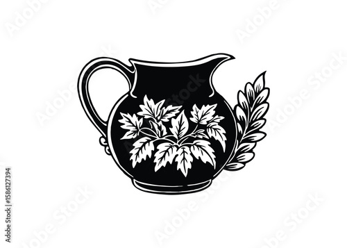Silhouette of English Garden Pitcher isolated on a white background