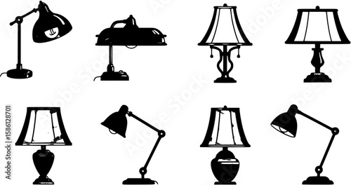 Four hair dryers, set of vector images
