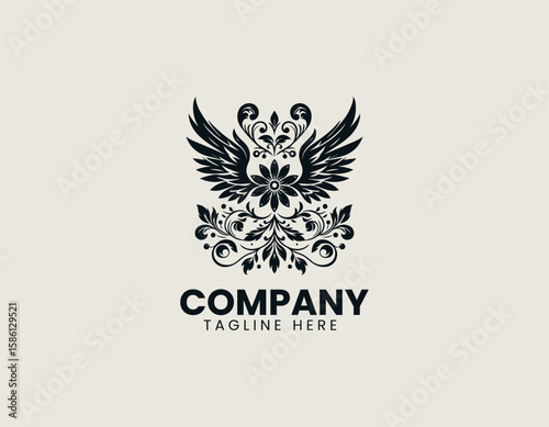 Elegant Winged Flower Blossom Freedom Nature Beauty Vector Logo Design