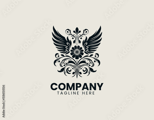 Elegant Winged Flower Blossom Freedom Nature Beauty Vector Logo Design