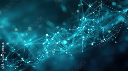Abstract digital network with interconnected glowing points and futuristic theme.