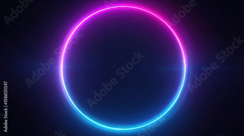 Neon circle frame with glowing purple and blue colors symmetrical