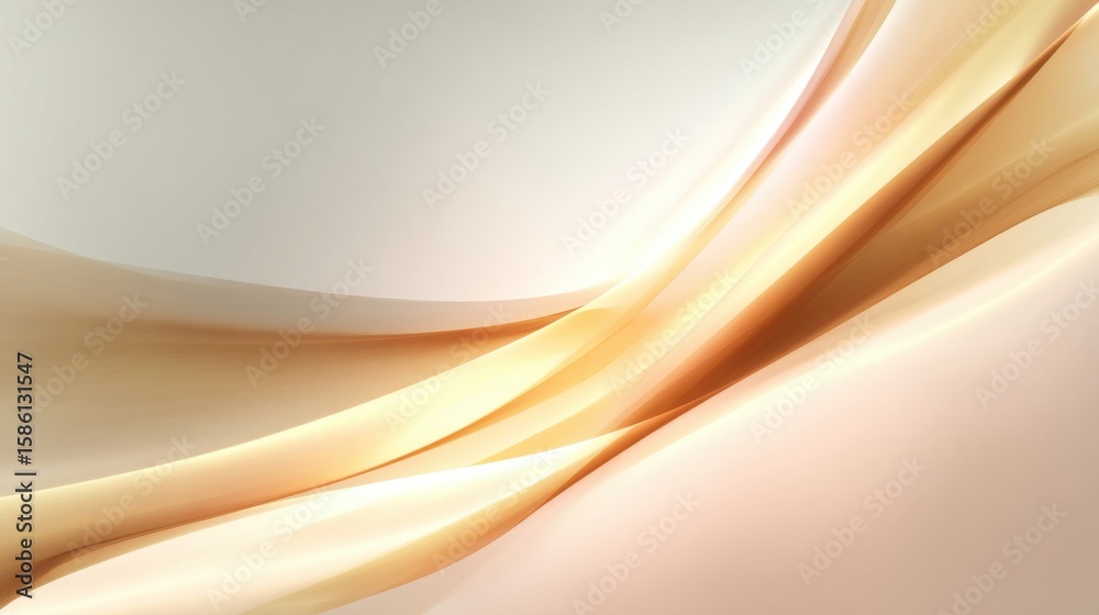 Fototapeta premium Abstract waves with smooth flowing curves and soft warm golden colors design.