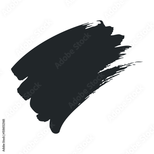 Abstract black brushstroke with rough edges on white background. Hand drawn vector illustration