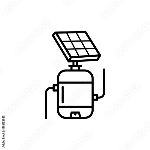 Outline Icon of a Solar Water Heater for Energy Efficiency