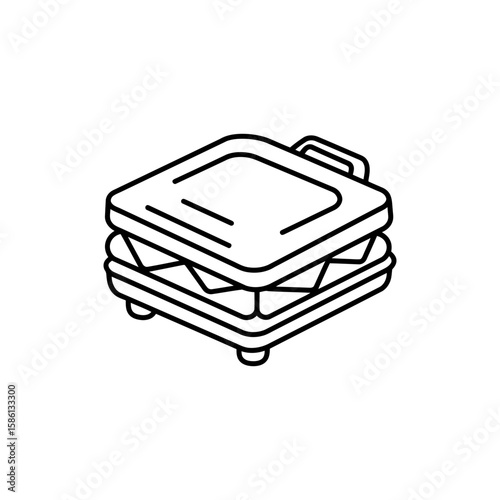 Thin line icon of a sandwich maker for quick meal preparation