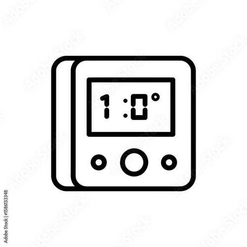 Thin line icon of a smart thermostat for temperature regulation