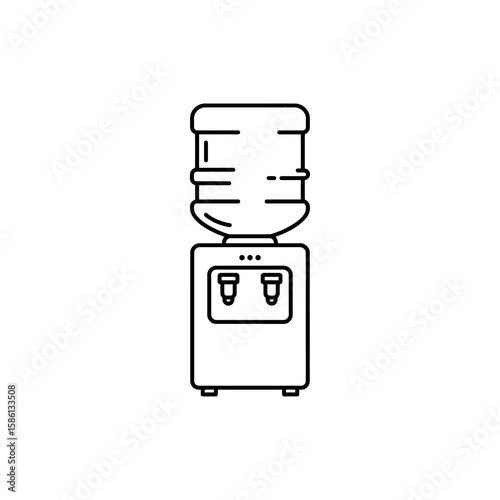 Thin Linear Icon of a Water Cooler for Office or Home