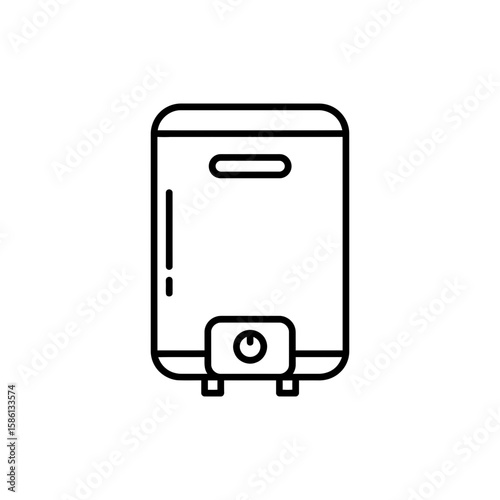 Thin Linear Icon of a Water Heater in Minimal Style