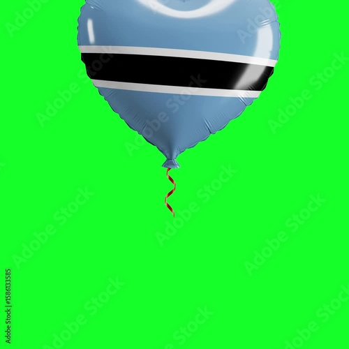 Botswana Flag Heart Balloon 4K Animation Green Screen
