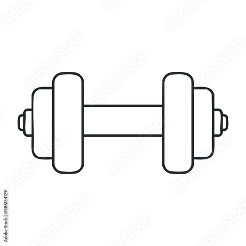 Outline of a dumbbell fitness equipment for strength training and exercise. Outline vector illustration