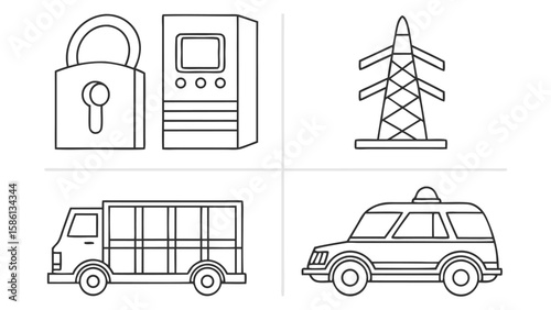 Security lock server tower power pylon truck and car icons icon png icons icon 192 png