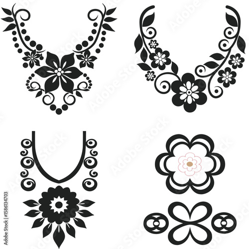 Floral neckline designs embroidery patterns fashion apparel