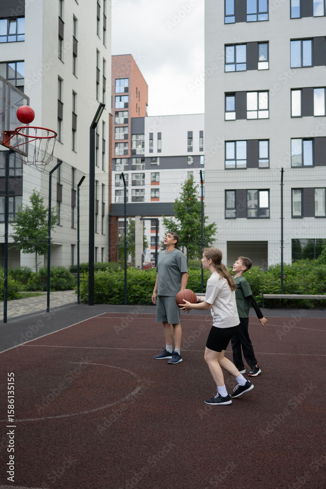 custom made wallpaper toronto digitalFamily playing basketball on urban court