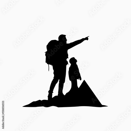 Exoskeleton Dad And Child Adaptive Mountain Hike Fathers Day Vector