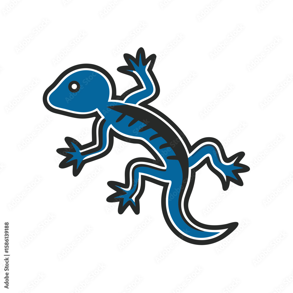 Naklejka premium Blue salamander illustration with stylized features 