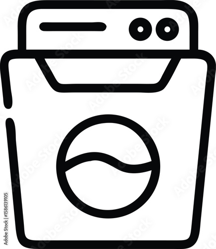 Top loading washing machine line icon for laundry and home appliances