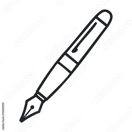 Simple black fountain pen drawing with clean lines. Outline vector illustration