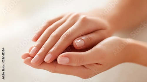 Wallpaper Mural Close-up of a Pair of Hands with Well-Groomed Nails and Smooth Skin in Natural Light. Torontodigital.ca