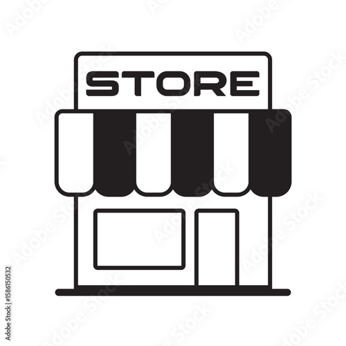 Online store marketplace or ecommerce shop flat vector icon for apps and websites