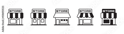 Online store marketplace or ecommerce shop flat vector icon for apps and websites