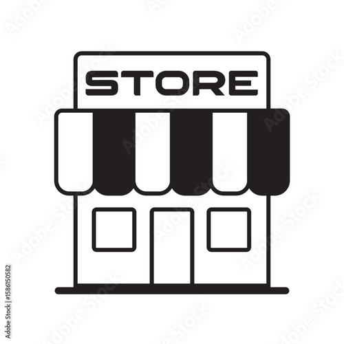 Online store marketplace or ecommerce shop flat vector icon for apps and websites