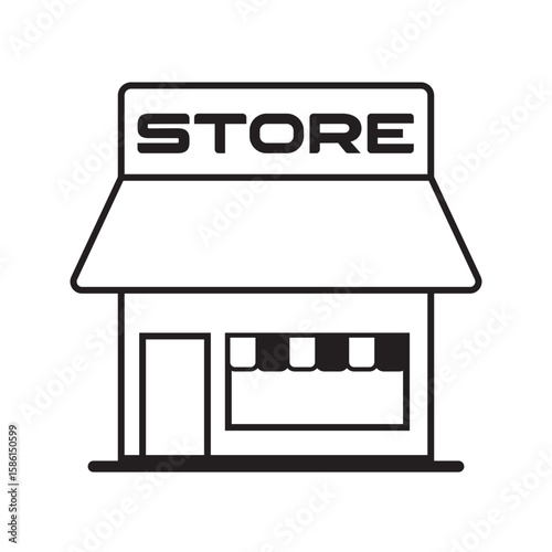 Online store marketplace or ecommerce shop flat vector icon for apps and websites