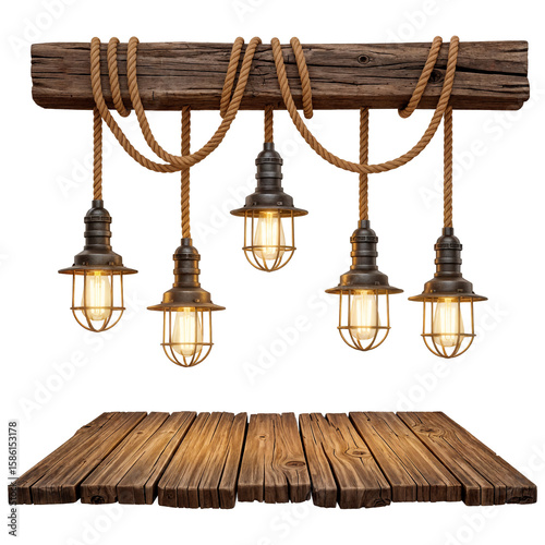 Canvastavla placa de madeira rústica com luminárias penduradas por cordas rustic wooden sign