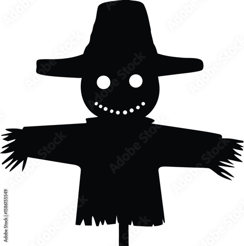 terrifying scarecrow with glowing eyes and stitched mouth halloween horror vector illustration,
evil stitched mouth scarecrow clipart,
horror scarecrow with light eyes,
spooky halloween scarecrow