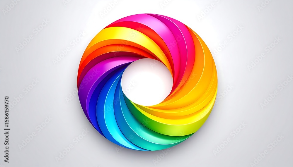 Obraz premium Colorful, 3D, swirling, rainbow ring