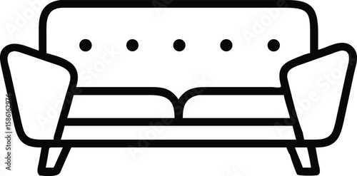 Twoseat sofa with cushions outline icon for interior design projects
