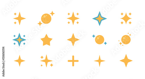 Sparkling Vector Set Minimalist Graphic Designs for your Creative Projects and Website, Simple Shining Stars