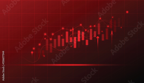 Digital stock market graph on technology financial background.