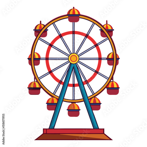 Bright and Colorful Carnival Ferris Wheel Illustration for Festive Celebrations