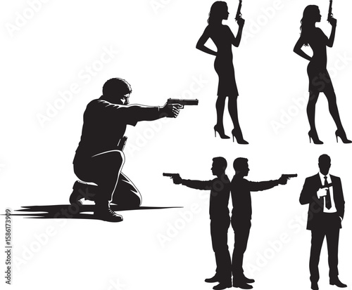  People With Gun attack silhouette
