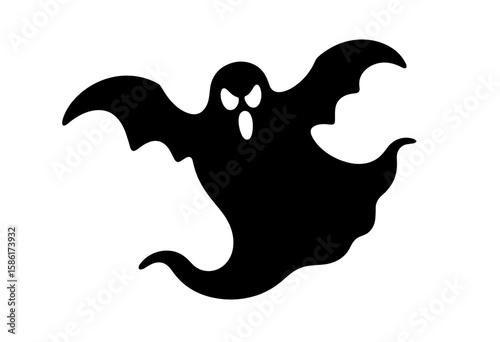 Black and white silhouette of a spooky ghost for Halloween theme  