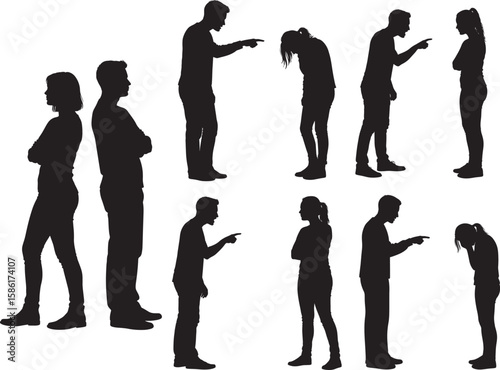 an angry and arguing couple silhouette 