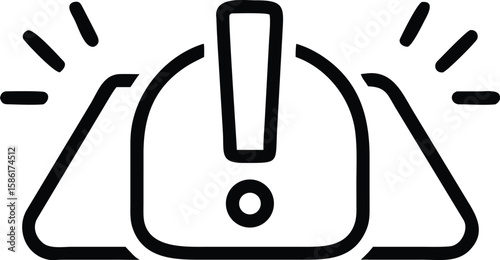 Warning light hazard flasher icon in simple outline style for ui design