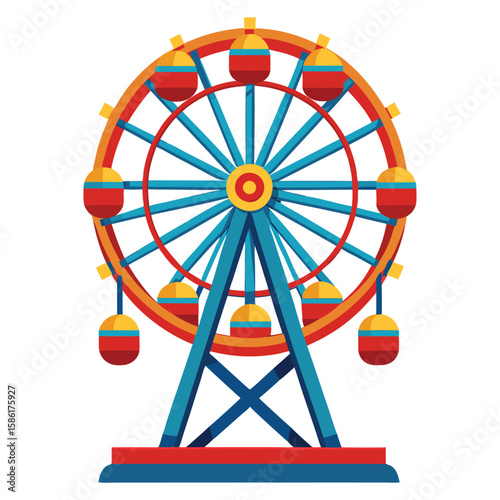 Bright and Colorful Carnival Ferris Wheel Illustration for Festive Celebrations