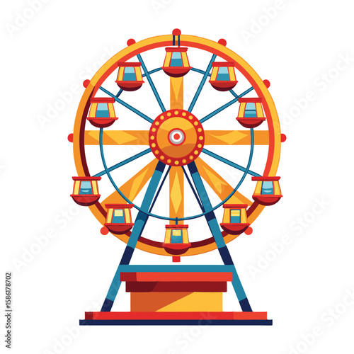 Bright and Colorful Carnival Ferris Wheel Illustration for Festive Celebrations