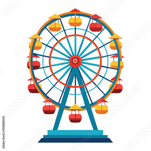Bright and Colorful Carnival Ferris Wheel Illustration for Festive Celebrations